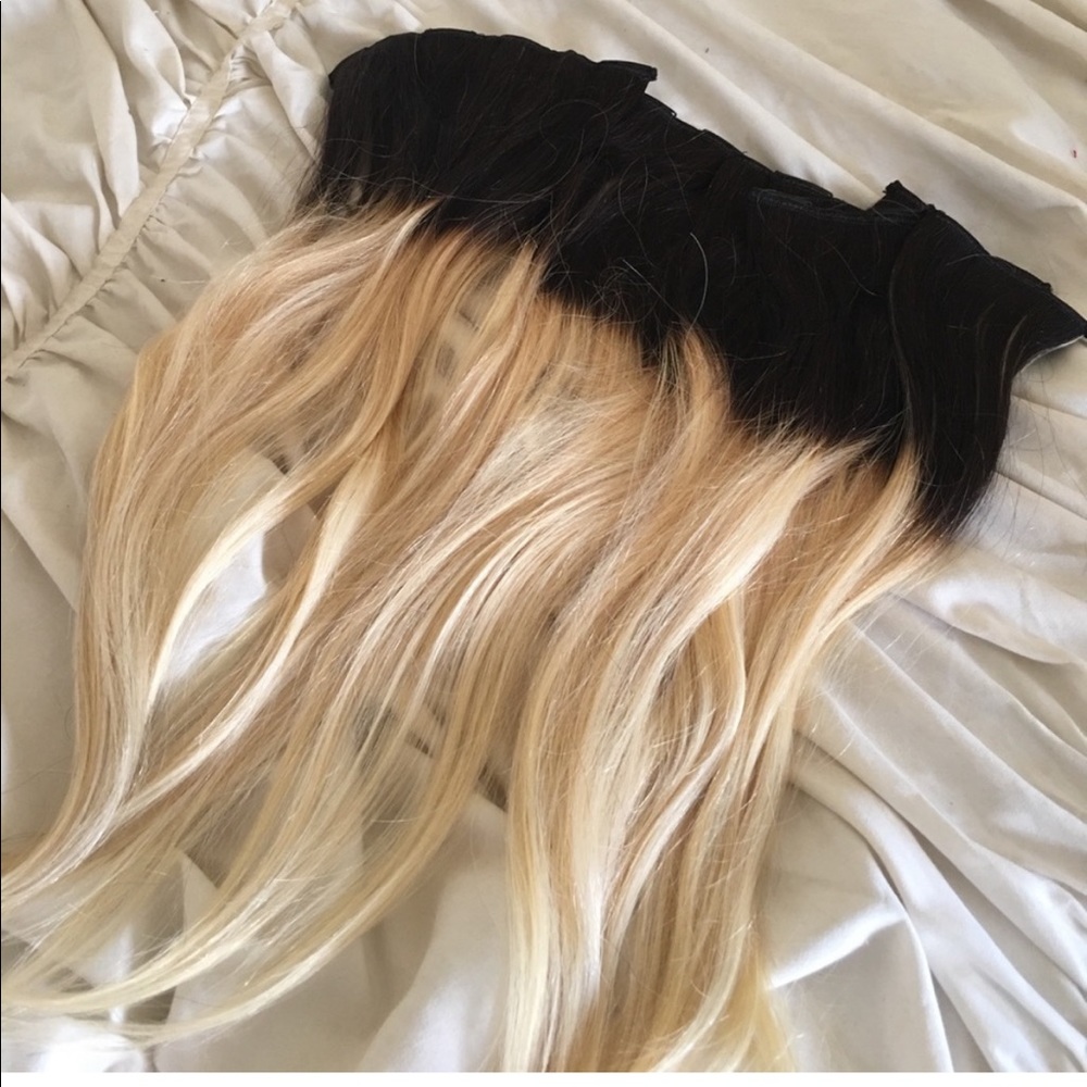 Black to blonde ombré clip in extensions